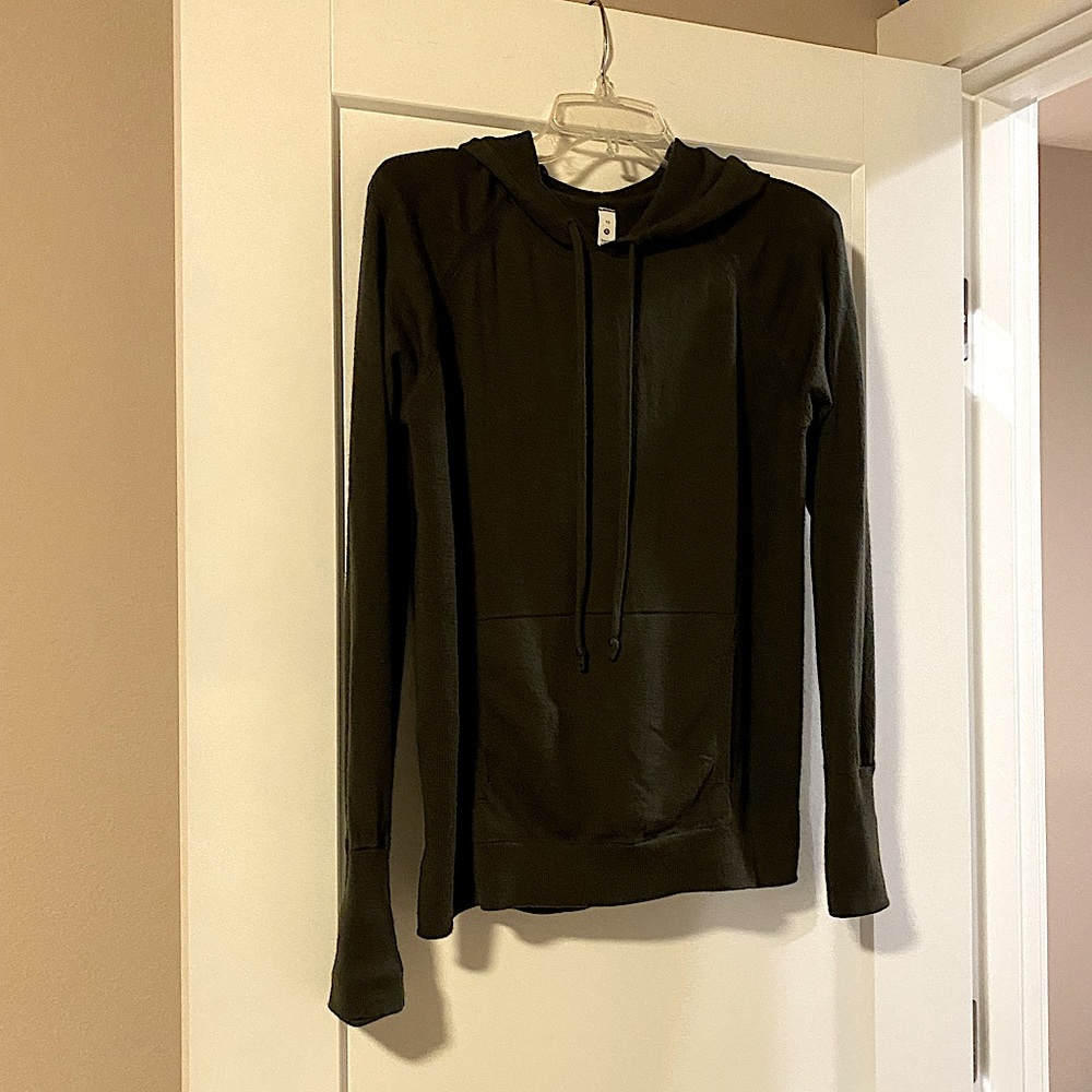 lululemon Double Knit Sweater Hoodie; olive green; size 10